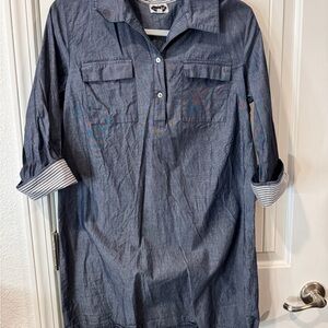 Blue Button-Up Shirt Dress